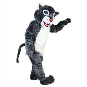 Julgrå Tiger Mascot Costume Cartoon Character Outfits Halloween Carnival Dress passar vuxen storlek födelsedagsfest utomhusdräkt