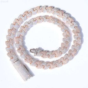 Mode-Stil 2 Ton 11 mm 15 mm massive Silberkette Ice Out Gra Moissanit kubanische Gliederkette Hip Hop Halskette