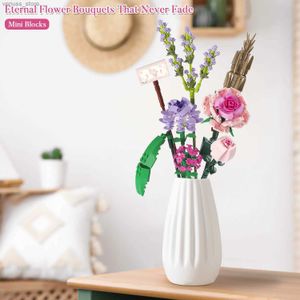 Blocos Mini Tijolos Buquê de Flores Conjuntos de Construção Brinquedos Criativos Decoração de Casa Presentes de Aniversário para 6 + Anos Mãe Namorada R231208