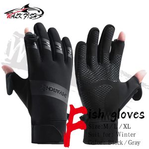 Five Fingers Gloves WALK FISH Winter Fishing Gloves Anti-Slip Water Repellent Cold Weather Touchscreen For Running Driving Warm Bike Cycling Glove 231207