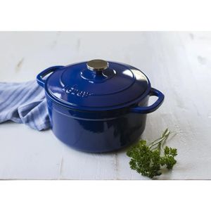 Dutch Ovens Cast Iron Cookware 5.5 Quart Enameled Dutch Oven W/ Lid Blue Kitchen 231207