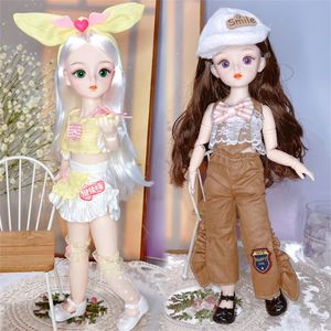 Bebekler bjd ve çoklu hareketli eklemleri olan kıyafetler 30cm 1 6 3D Simüle Göz Menteşe Bebek Kız S Diy Giyinlik Doğum Günü Hediyesi Oyuncak 231207