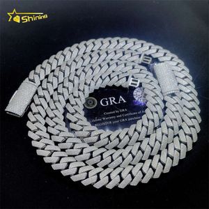 Gra Certificate Ouro Maciço Diamante Vvs Moissanite Miami Prata Esterlina 925 Iced Out Cuban Link Chain