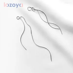 Ohrstecker Lozoya Damen 925 Sterling Silber Luxusschmuck Einfache Wellenlinie Lang Piercing Party Zirkon Juwelen Geschenk