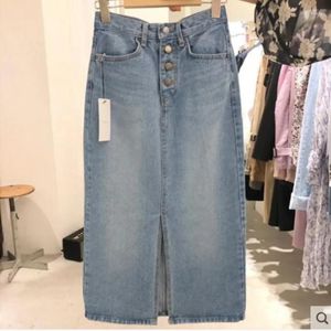 Skirts Fashion Bodycon Denim Womens Single-breasted Vintage Jeans High Waist