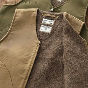 Kamizelki męskie 0403# Zima nowe amerykańskie retro zagęszczone aksamitne marynarki wojenne n1 pokład kamizelki moda męska 40% kaszmirowe umyte casual cargo kamizelka Q231208