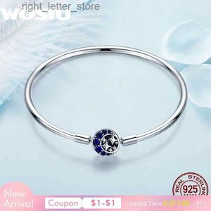 Kette WOSTU Echtes 925 Sterling Silber Blau CZ Mond und Stern Armband Armreifen für Frauen Sterling Silber Schmuck S925 SCB080 YQ231208