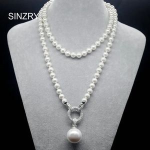 Hänghalsband Sinzry utsökta smycken AAA Cubic Zircon Simulated Pearl Pendant Long Sweater Halsband Korean Party Jewelry Accessory 231207