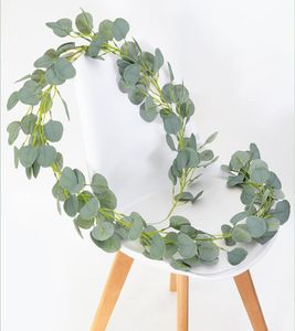 Dekoratif çiçek çelenk yapay okaliptüs çelenk çelenk çelenk duvar dekor sahte bitki ipek rattan yeşillik düğün backd5516391