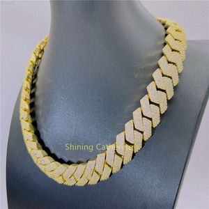 Factory Price Iced Out Hip Hop 20mm Wide 3 Rows Miami Cuban Link Chain Vvs Moissanite Cuban Link Chain Necklace
