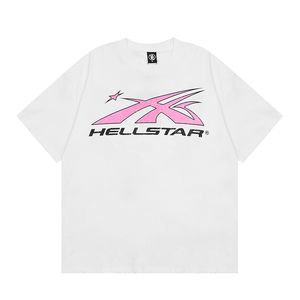 XL Hellstar T Shirt Designer T Shirts Grafisk tee-tyg All-Match Clothes Hipster Washed Fabric Street Graffiti Letter Foil Print Vintage Coloeful Loose Hellstar