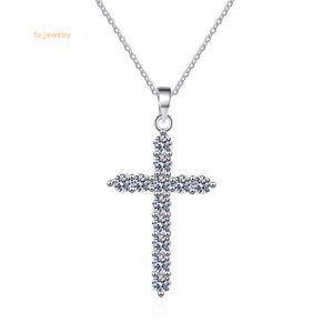 Deechy AZ671-X VVS1 Moissanite Cross Pendant for Men 925 Silver Engagement Womens Fashion Jewelry Gift Moissanite Cross Necklace