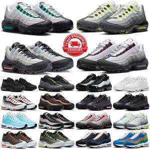OG 95 Koşu Ayakkabıları Erkek Kadın 95'ler Üçlü Siyah Beyaz Neon Kristal Mavi Güneş Kırmızı Duman Gri Erkek Eğitmenler Spor Sneakers