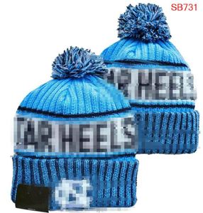 Bonés masculinos NCAA Alabama Chapéus Todas as 32 equipes de malha com punhos North Carolina Tar Heels Gorros listrados de lã lateral quente EUA College Sport Knit Hat Beanie Cap para