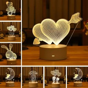 Romantische Liebe 3D-Lampe, herzförmiger Ballon, Acryl-LED-Nachtlicht, dekorative Tischlampe, Valentinstag, Schatz, Ehefrau, Geschenk 1208