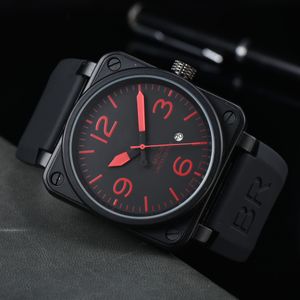 2023 MENS BR MODEL SPORT RARBER STRAP Automatic Mechanical Watch Bell Luxury Multifunction Watch Business Stainless Steel Man Ross Square Men Wristwatches