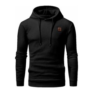 Mens Hoodies Sweatshirts Men Autumn Hoodies Long Sleeve Plaid Jacquard Pullover Drawstring Kanga Pockets Casual Hooded Sweatshirts Streetwear Clothing 231208