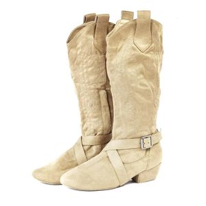 Buty, które wpadają w zamszowe buty taneczne dla ludowej dziewczyny zachodnia elegancka kobieta łacińska kostka czerwona linia tańca kobiety Ballroom High Boots 231207