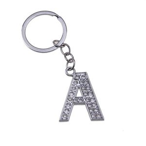 120Pcs Lot Alloy Alphabet Letter Full Rhinestone With Split Ring Keychain DIY Accessories 3 2 232H