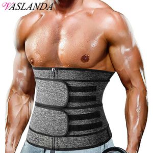 Mens buk reducer midja tränare korsett bastu body shaper fiess svett trimmer bälte viktminskning forma rygg lumbal support