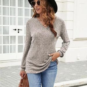 Maglioni da donna Donna Autunno e Inverno Trendy Scollo a V Solido lavorato a maglia Look ampio Sottile Maglione casual Taglie forti Top versatili a maniche lunghe