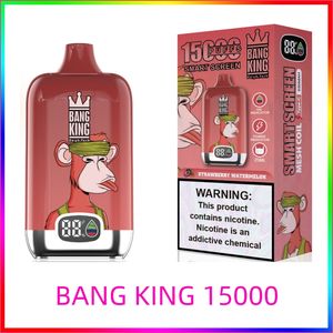 BANG KING 15000 Bobina de malha E-líquido 25ml Recarregável Tipo-C Indicador de energia Indicador de óleo crazvapes Bang digital bang 15000 bang box