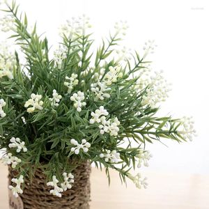 Flores decorativas 33cm plantas artificiais grama de água verde eucalipto plástico falso casamento decoração para casa mesa diy grinalda decoração