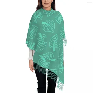 Halsdukkrok telefondesign halsduk för kvinnor varm vinter pashmina sjal wrap djur korsar blad stort med tofs lättvikt