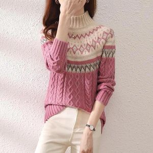 Men's Sweaters Autumn And Winter Women's Pullover High Neck Loose Fit Long Sleeve Screw Thread Sweater Underlay Fashion Elegant Casual Tops