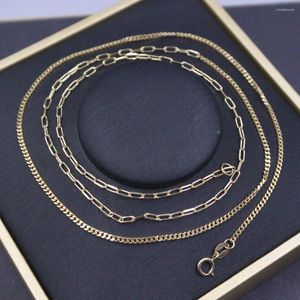 Chains Real Pure 18K Yellow Gold Chain Women Square Cable Wide O Curb Link Necklace 5.5g/60cm