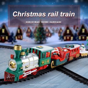 Christmas Toy Supplies Christmas Train Toy Set Car Railway Tracks Steam Locomotive Engine Diecast Model Educational Game Boy Toys For Children Gifts 231208