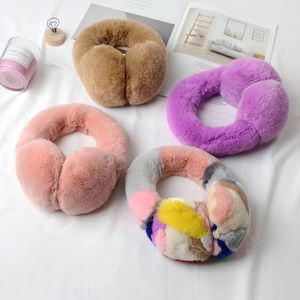 Ear Muffs Natural 100 Rex Rabbit Fur Earmuff Mass Men Wszerzanie Rosja zima prawdziwe dzieci pokrycie fur earlap dziewczyna 231208