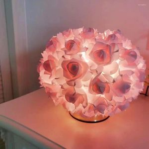 Lâmpadas de mesa LED flores lâmpada para sala de estar quarto moderno champanhe vermelho rosa rosa luz noite cabeceira casa decoração de casamento