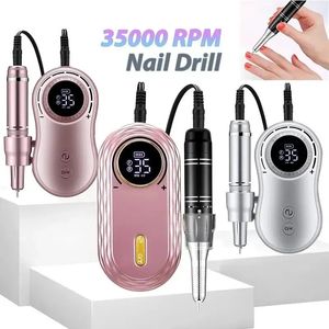 Nail Art Equipment 35000RPM Drill Machine Rechargeable File Nails Accessories Gel Polish Sander Professional Tool Manicure Set 231207