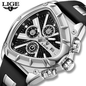 Armbandsur Lige Watch For Man Chronograph Casual Fashion Sport Militär Silicagel Handsur Män tittar på vattentät datumklocka Reloj Hombre 231207