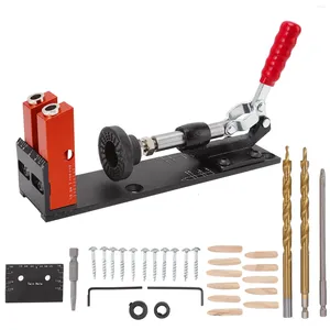 Förvaringspåsar Pocket Hole Jig Kit robust värmespridning avtagbar skjutreglage Justerbara vinklade borrguider Ställ in aluminiumlegering för träarbetare