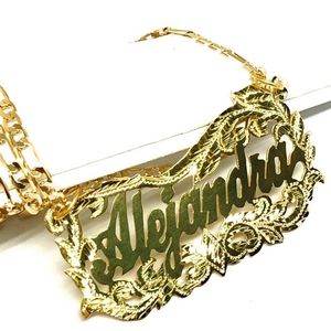 Pendant Necklaces Customized Double Name Necklace For Women Gold Plated Silver Personalized Cursive Elegant Jewelry 231208