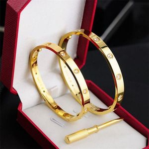 Gold Armband Woman Designer smycken skruv Bangle 6mm Titanium Steel Bangle Par Smycken med skruvmejselarmband Designer för Wome DJKG