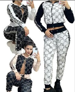 2024G Fall Women's Printed Two Peice Set Top+Pant Jogging Suits Tryckt Sport Short Sweatershirt Women Tracksuits Designerkläder