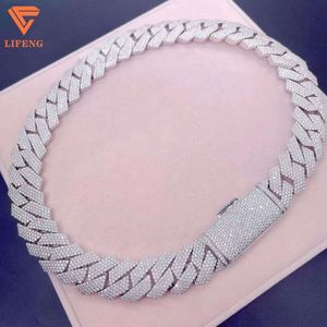 Women Men Hip Hop S925 Silver D VVS Moissanite Diamond Iced Out Cuban Link Chain 20mm Cuban Necklace