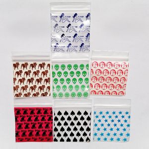 storage ziplock bag Reusable Ziplock Baggies Tiny Zip Lock Bags Plastic Bags Zip Lock 5x6cm Plastic Packaging Bags with Patterns Waterproof Poly Bags