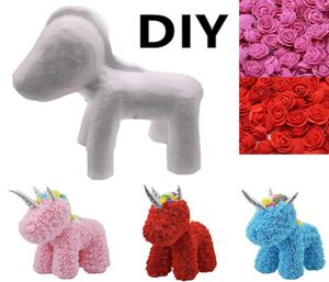 Diy unicórnio urso espuma rosas 500 pçs 35cm cabeças de flores de espuma artificial pe rosa urso acessórios valentine039s presente gota t2005097955172