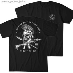 Herrt-shirts Sparta Warrior Skull Gladiator Gunz Tactical Training T-shirt Ny 100% bomull O-hals Kort sle casual Mens T-shirt Size S-3XL L231208