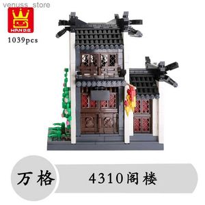 Bloklar Wange Uyumlu Mimarlık Yaratıcı Çin Antik Times Chinoiserie Bina Kit Tuğla Villa Setleri Çocuk Oyuncaklar Mini Street R231208