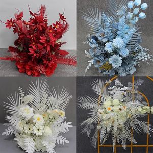 Dried Flowers High Quality Artificial Wedding Flowers Ball Table Decor Rose Fake Floral Row Wall Arch Backdrop Arrange Stage Road Lead Flower 231207