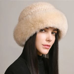 Acne Studioness Beanieskull Caps Genuine Real Natural Knitted Mink Fur Hat Cap Luxury Women Handmade Knit Fashion Winter Headwear Warm R 226