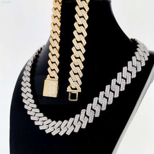 Cena fabryczna 15 mm Niestandardowe Hip Hop Cuban Link Mens S925 z moissanite Cuban Link Cena Hurtowa cena