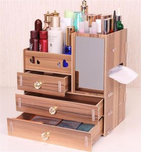 Urijk Diy Wood Storage Box Makeup Organizer Smyckesbehållare Trä låda Organiser Handgjorda kosmetiska lagringsbox207t2727468