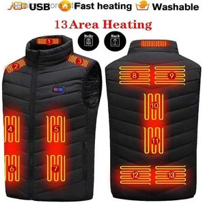 Men's Vests 13/9 Areas Heated Vest Men Usb Heating Vest Down Vest For Men Plus Size 6XL Heated Jacket Mens Thermal Waistcoat winter coat Q231208