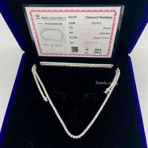 Najlepiej sprzedający się hip -hop lodowany biżuteria 3 mm solidne złoto prawdziwy naszyjnik z łańcuchem tenisowym Diamond VVS